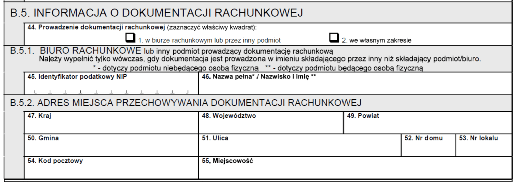Jak wypełnić część B.5 formularza NIP-8?