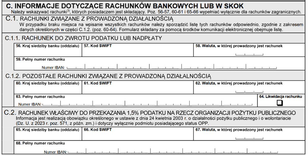 Jak wypełnić część C formularza NIP-8?