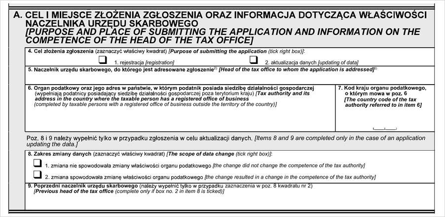 Część A formularza VAT-R – cel i miejsce złożenia zgłoszenia