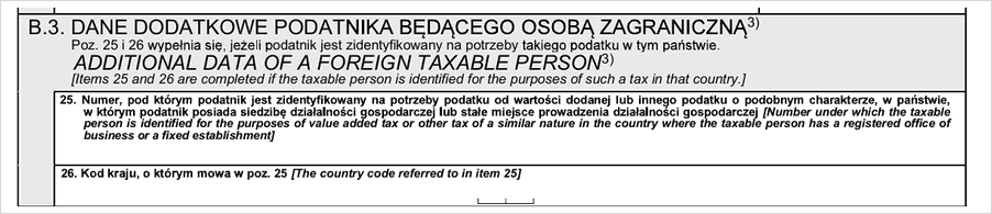 Blok B.3 formularza VAT-R – dane podatnika zagranicznego